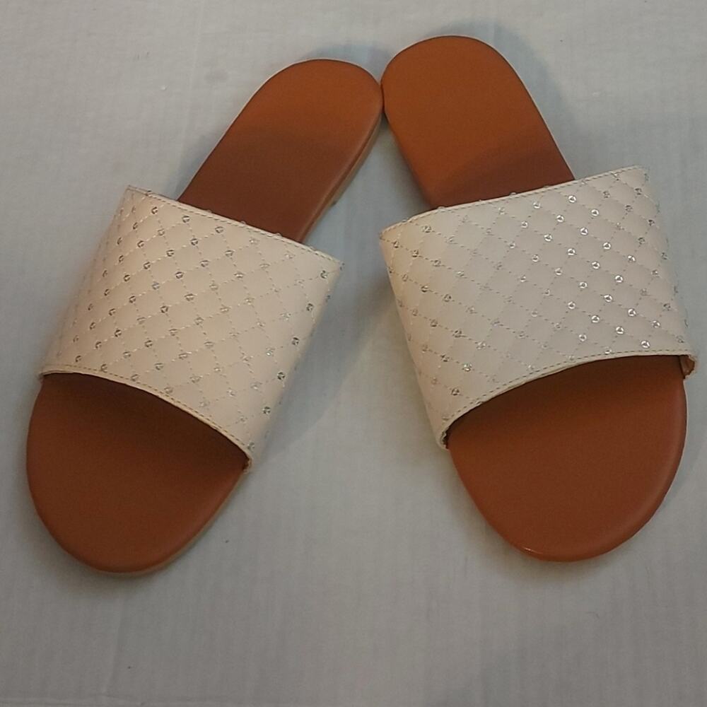 Open Toe Slide Sandal Size 41(10) Classic Neutral Vacation Coconut Girl Grandma
